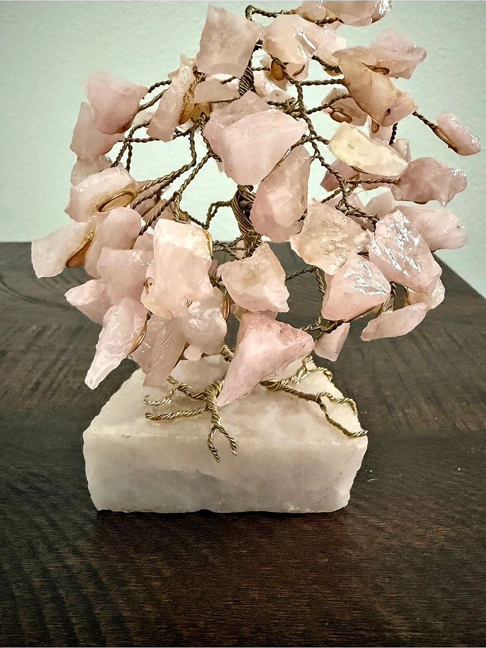Rose Quartz Gemstone Tree Decor, Pink & White